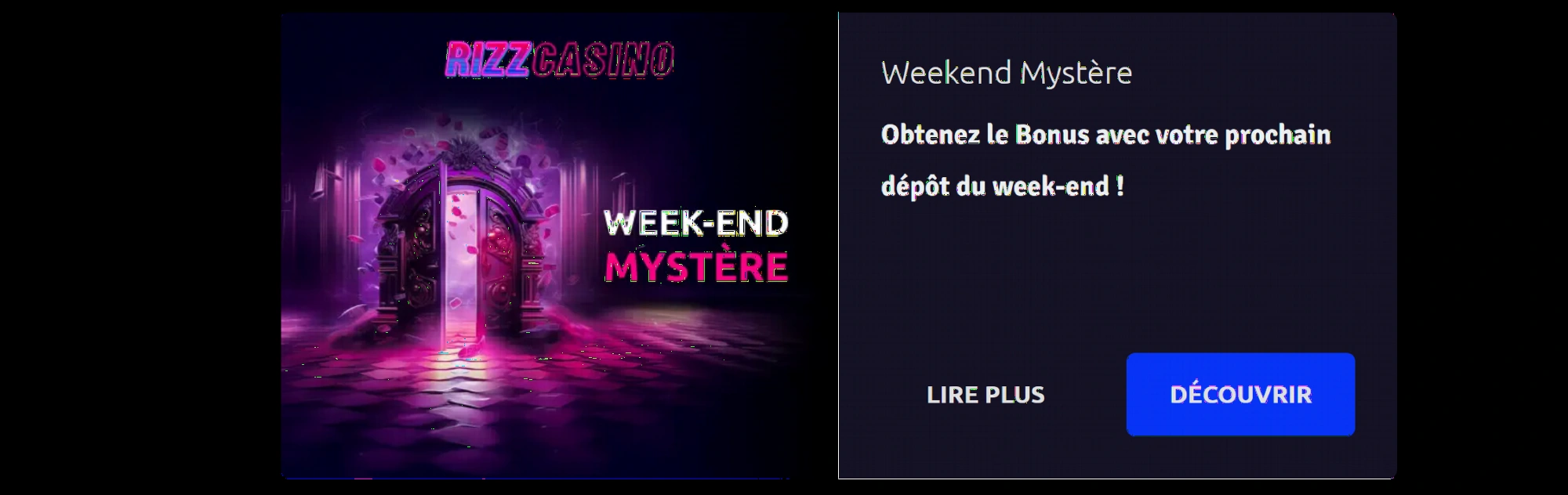 Bonus mystère week-end Rizz Casino